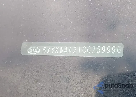 2012 Kia Sorento Sx V6 from USA, damaged, VIN 5XYKW4A21CG259996